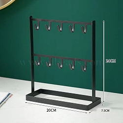 Iron Jewelry Display Rack, with Jewelry Tray, For Hanging Necklaces Earrings Bracelets, Black, 7.5x20x24cm(PW-WG52969-02)