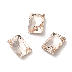 Glass Rhinestone Cabochons, Point Back & Back Plated, Faceted, Rectangle, Light Peach, 6x4x2mm(RGLA-P037-12A-D261)