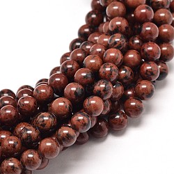 Natural Mahogany Obsidian Round Bead Strands, 10mm, Hole: 1mm, about 40pcs/strand, 16 inch(G-P072-44-10mm)