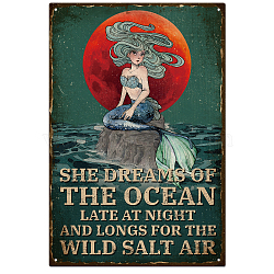 Vintage Metal Tin Sign, Iron Wall Decor for Bars, Restaurants, Cafes Pubs, Rectangle, Mermaid, 300x200x0.5mm(AJEW-WH0189-168)