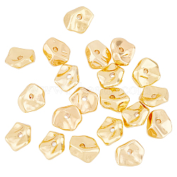 20Pcs Brass Beads, Imitation Stone Chip, Real 18K Gold Plated, 9x7.5x3.5mm, Hole: 1.2mm(KK-DC0002-62)