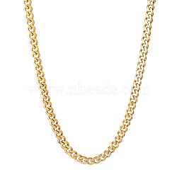 Vacuum Plating 201 Stainless Steel Curb Chain Necklaces, Real 18K Gold Plated, 19.88 inch(50.5cm)(NJEW-Q336-11A-G)