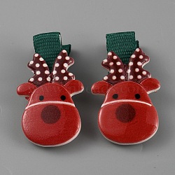 Cute Christmas Acrylic Alligator Hair Clips, Hair Accessories for Girl, Deer, 39.5x23x7mm(PHAR-WH0013-03A)