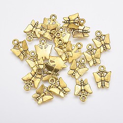 Tibetan Style Alloy Charms Pendants, Lead Free and Cadmium Free, Butterfly, Antique Golden, 15x12x1.3mm, Hole: 1.8mm(TIBEP-A176-G-LF)