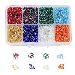 12/0 Glass Seed Beads, Ceylon Round  Loose Spacer Beads, 2mm, Mixed Color, 2mm, Hole: 1mm, about 12500pcs/box(SEED-X0050-2mm-09)