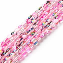 Synthetic Moonstone Beads Strands, Round, Hot Pink, 6mm, Hole: 0.8mm, about 63pcs/strand, 14.57''~15.55''(37~39.5cm)(G-E573-02A-17)