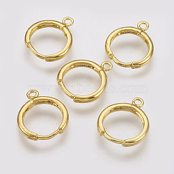 Brass Huggie Hoop Earring Findings, with Horizontal Loop, Nickel Free, Real 18K Gold Plated, 12 Gauge, 15.5x13.5x2mm, Hole: 1.5mm, Pin: 1mm(X-KK-R058-143G)