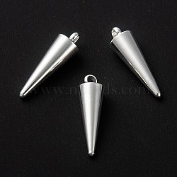 304 Stainless Steel Pendants, Spike/Cone, Silver, 18x5mm, Hole: 2mm(STAS-G214-47S-01)