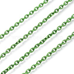 Electrophoresis 304 Stainless Steel Cable Chains, Unwelded, with Spool, Lime Green, 2.9x2.1x0.4mm, about 32.8 Feet(10m)/roll(CHS-I003-K02)