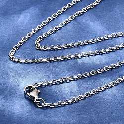 Tarnish Resistant 304 Stainless Steel Cable Chains Necklace Making, with Lobster Claw Clasps, Stainless Steel Color, 17.9 inch(45.5cm)(X-STAS-P045-01P)