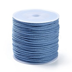 Macrame Cotton Cord, Braided Rope, with Plastic Reel, for Wall Hanging, Crafts, Gift Wrapping, Steel Blue, 1.2mm, about 49.21 Yards(45m)/Roll(OCOR-B002-01A-17)