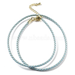 Polyester Cord Braided Necklace Makings, with Brass Findings, Stainless Steel Clasps, Long-Lasting Plated, Golden, Light Sky Blue, 18-3/4 inch(47.5cm)(MAK-L043-03G-02)