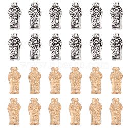 130Pcs 2 Colors Zinc Alloy Beads, Jesus, Mixed Color, 12.5x6x4mm, Hole: 1.6mm, 65pcs/color(FIND-HY0003-42)