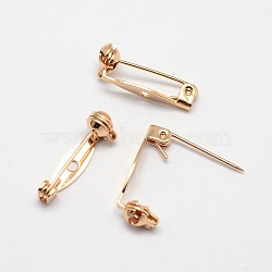 Grade AAA Brass Brooch Findings, Back Bar Pins, with One Holes, Cadmium Free & Nickel Free & Lead Free, Real 18K Gold Plated, 20x7x7mm, Hole: 2mm, Pin: 1mm(KK-O093-25-NR)