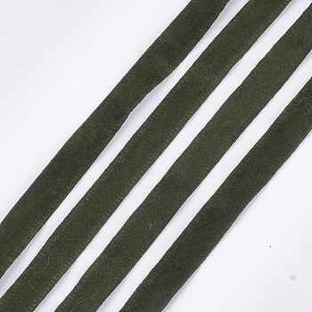 Faux Suede Fabric Ribbon, Polyester Ribbon, For DIY Hair Bow Making, Dark Olive Green, 10mm, about 100yards/roll(91.44m/roll)