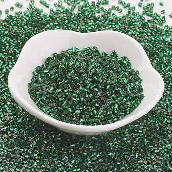 TOHO Japanese Seed Beads, Two Cut Hexagon, (36) Silver Lined Green Emerald, 11/0, 2x2mm, Hole: 0.6mm, about 44000pcs/pound