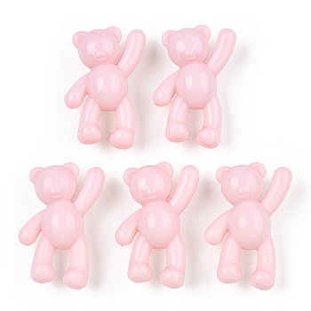 Opaque Acrylic Pendants, Bear, Pink, 37x28x13mm, Hole: 2.5mm, about 133pcs/500g