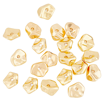20Pcs Brass Beads, Imitation Stone Chip, Real 18K Gold Plated, 9x7.5x3.5mm, Hole: 1.2mm