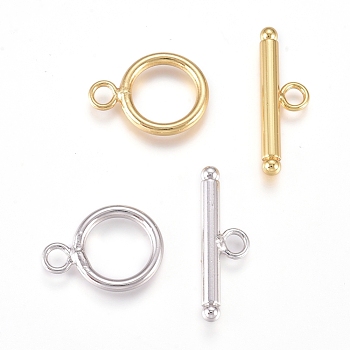 Brass Toggle Clasps, Ring, Mixed Color, Ring: 19x14x2mm, Hole: 3mm, Bar: 7.5x25x3mm, Hole: 3mm