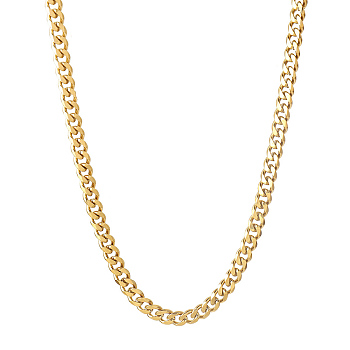 Vacuum Plating 201 Stainless Steel Curb Chain Necklaces, Real 18K Gold Plated, 19.88 inch(50.5cm)