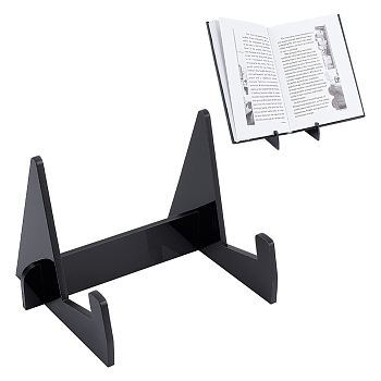 Assembled Tabletop Acrylic Bookshelf Stand, Book Display Easel for Books, Magazines, Tablet, Black, Finished Product: 14x11x10cm