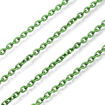 Electrophoresis 304 Stainless Steel Cable Chains, Unwelded, with Spool, Lime Green, 2.9x2.1x0.4mm, about 32.8 Feet(10m)/roll