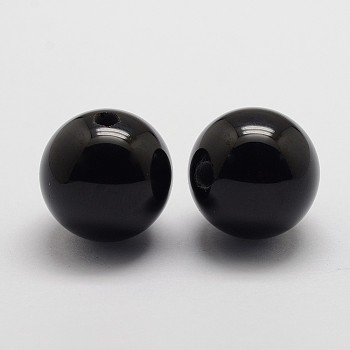 Natural Black Onyx Beads, Round, 20mm, Hole: 3~4mm
