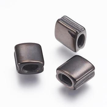 304 Stainless Steel Beads, Square, Gunmetal, 8x7x4.5mm, Hole: 2x3.5mm