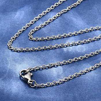 Tarnish Resistant 304 Stainless Steel Cable Chains Necklace Making, with Lobster Claw Clasps, Stainless Steel Color, 17.9 inch(45.5cm)