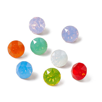 Opal Style K9 Glass Rhinestone Cabochons, Pointed Back & Back Plated, Diamond, Mixed Color, 8x5.5mm