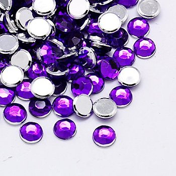 Imitation Taiwan Acrylic Rhinestone Cabochons, Faceted, Half Round, Blue Violet, 5x2mm, about 10000pcs/bag