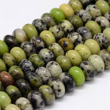 Natural Serpentine Beads Strands, Rondelle, Colorful, 8.5x5mm, Hole: 1mm, about 76pcs/strand, 15.7 inch