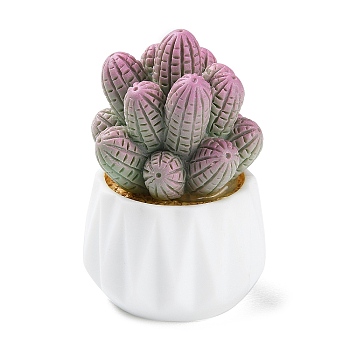 Resin Simulation Potted Cactus, for Car or Home Office Desktop Ornaments, Plum, 23x35mm