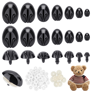 70Pcs 7 style Plastic Craft Safety Screw Dog Noses, Plush Toys Doll Making Supplies, Black, 44x31mm, 10pcs/style