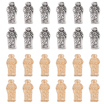 130Pcs 2 Colors Zinc Alloy Beads, Jesus, Mixed Color, 12.5x6x4mm, Hole: 1.6mm, 65pcs/color