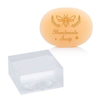Clear Acrylic Soap Stamps, DIY Soap Molds Supplies, Square, Bees Pattern, 28x28x16mm, Pattern: 25x25mm