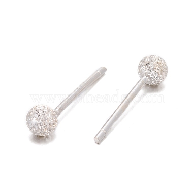 Textured 925 Sterling Silver Ball Stud Earrings(EJEW-L202-004C)-2
