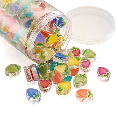 Craftdady 100Pcs 10 Colors Transparent Enamel Acrylic Beads(TACR-CD0001-07)-2