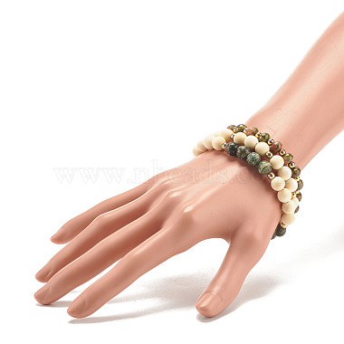 Ensemble de bracelets extensibles en perles de style unakite naturel(BJEW-JB07831)-3
