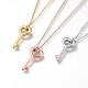 304 Stainless Steel Heart Key Pendant Necklaces(NJEW-I240-16)-1