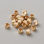 Brass Beads, Cube, Real 14K Gold Plated, 4x4x4mm, Hole: 2.5mm(KK-WH0088-24C-G)