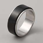304 Stainless Steel Plain Rotating Finger Ring, Fidge Spinner Ring for Stress Anxiety Relief, Electrophoresis Black & Stainless Steel Color, US Size 8 1/4(18.3mm)(RJEW-WH0011-10C-EB)