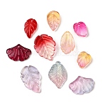60Pcs 10 Styles Glass Pendants, Leaf, Mixed Color, 13.5~23.5x10~20x2.9~4.5mm, Hole: 1~1.5mm, 6pcs/style(GLAA-FP0001-25)