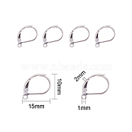304 Stainless Steel Leverback Earring Findings, with Loop, Silver Color Plated, 10x15x2mm, Hole: 1mm(STAS-L190-14S)