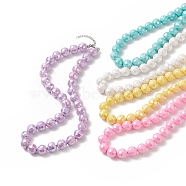 Macaron Color Faceted Acrylic Round Beaded Necklaces, for Women, with 304 Stainless Steel Lobster Claw Clasps & Ends Chains, Mixed Color, 18-1/4 inch(46.4cm)(NJEW-JN04192)