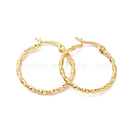 Vacuum Plating 201 Stainless Steel Twist Rope Hoop Earrings with 304 Stainless Steel Pins for Women, Golden, 25x2mm, Pin: 0.6mm(EJEW-D279-03G-01)