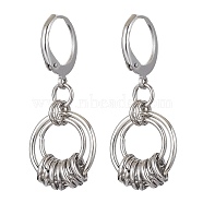 304 Stainless Steel Leverback Earrings for Women, Ring, Stainless Steel Color, 32x14mm(EJEW-JE05530)