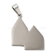 304 Stainless Steel Pendants, Stamping Blank Tag, House Charm, Stainless Steel Color, 31.5x23x1mm, Hole: 6.5x4mm(STAS-C079-11P)