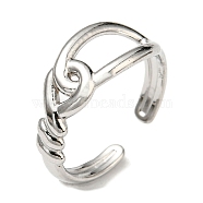 304 Stainless Steel Cuff Ring for Women, Stainless Steel Color, Inner Diameter: 18mm(RJEW-F151-01P)
