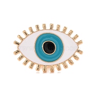 Evil Eye Enamel Pin, Alloy Enamel Brooch for Backpack Clothing, Light Gold, White, 17x24.5x10mm, Pin: 1mm(JEWB-F014-01LG)